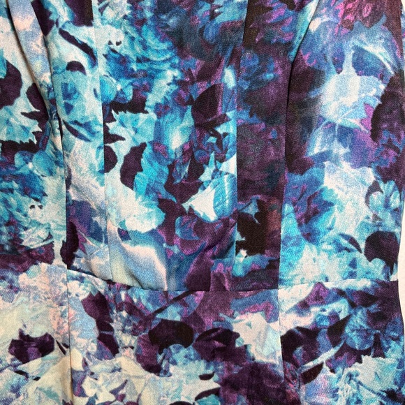 Silence + Noise Abstract Print Blue Sleeveless Mini Dress - Size 0 - Picture 5 of 11